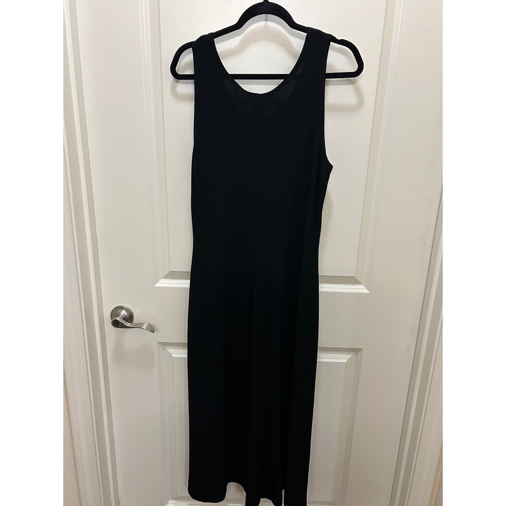 Ronni Nicole Maxi Dress 14 Black Excellent Sleeveless Textured Knit Scoop Neck